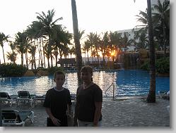 Joshua and Ciara by the pool.