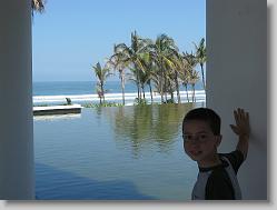 Joshua by the infinity reflecting pool.