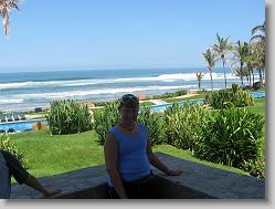 Ciara by the pool and oceanfront.