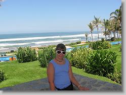 Ciara by the pool and oceanfront.