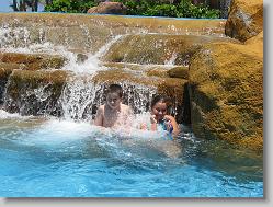 Joshua and Ciara in the pool