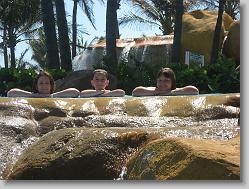 Aliza, Joshua and Ciara in the pool