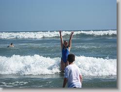 Ciara having a blast in the ocean