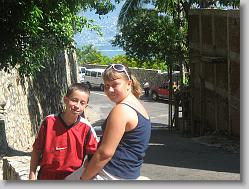 Joshua and Ciara on the road down from the chapel.