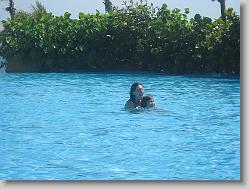 Aliza and Ciara at the pool.