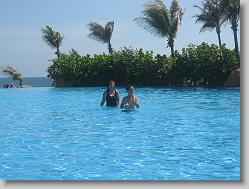 Aliza and Joshua at the pool