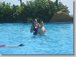 Aliza and Joshua at the pool