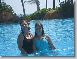 Aliza and Ciara at the pool