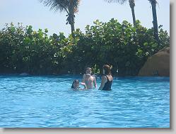 Aliza, Ciara and Joshua at the pool