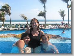 Aliza, Ciara and Joshua at the pool
