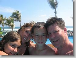 Ciara, Aliza, Joshua and Glenn at the pool