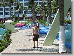 Joshua at the water park at the hotel.