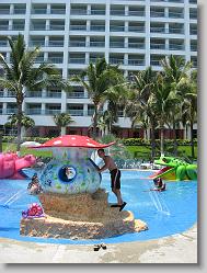 Joshua at the water park at the hotel.