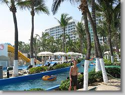 Joshua at the water park at the hotel.