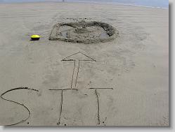 Sand ship on beach, by Joshua, Ciara and Glenn.