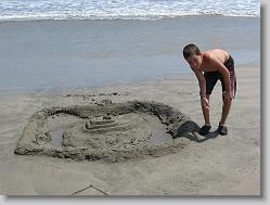 Joshua and sand ship.