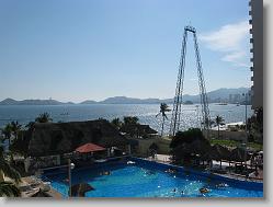 View from top of tube ride at the waterpark.  The park is on the beach in Acapulco Bay.