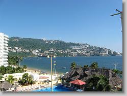 View from top of tube ride at the waterpark.  Looking across bay.
