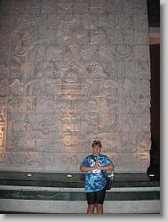 Ciara at the entrance to the Mayan Palace hotel.