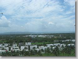 Looking inland from hotel.  See lagoon in background.