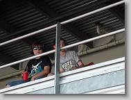 Justin and Joshua watching the race.
