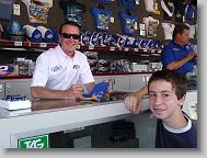 Kurt Busch and Joshua.
Signing the hat and car.